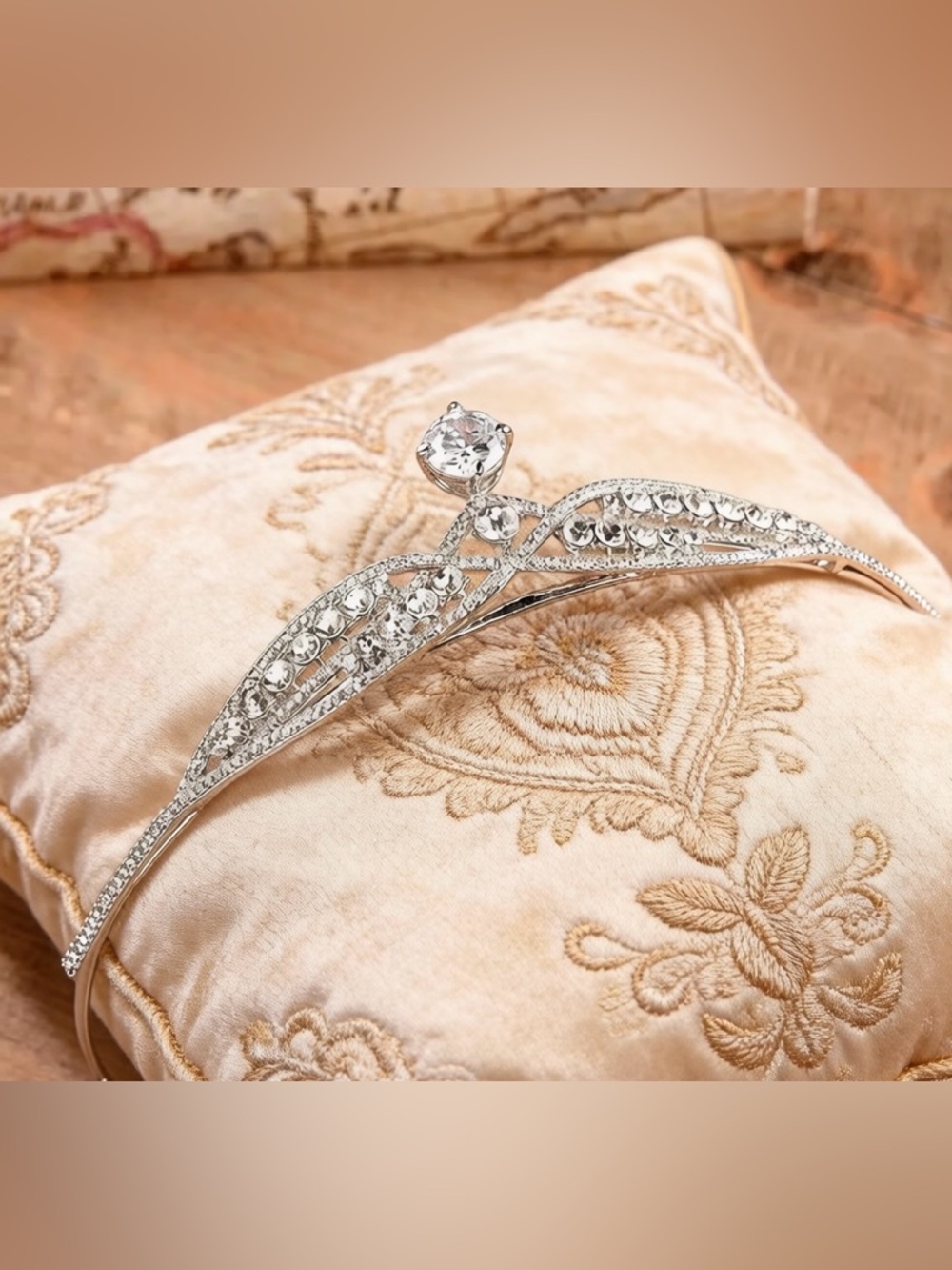 Silver Crystal Bridal Tiara Headband - Elegant Clear Rhinestone Accent